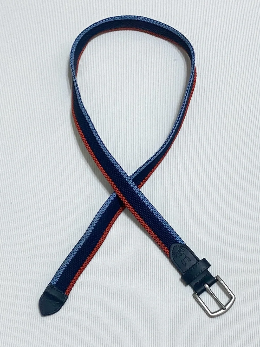 Psycho Bunny Tri-Color Red Blue Woven Stretch Men's Belt